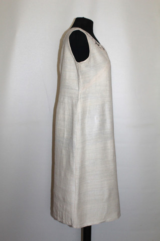 Rochie vintage șantung ivoire anii ’50-’60 – mătase naturală, dantelă manuală - Img 2