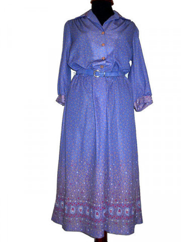 Rochie vintage violet cu flori anii '70