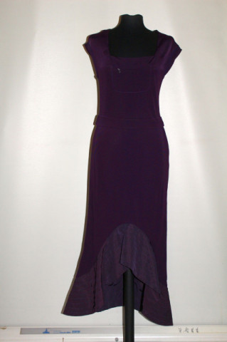 Rochie violet volan asimetric anii 90