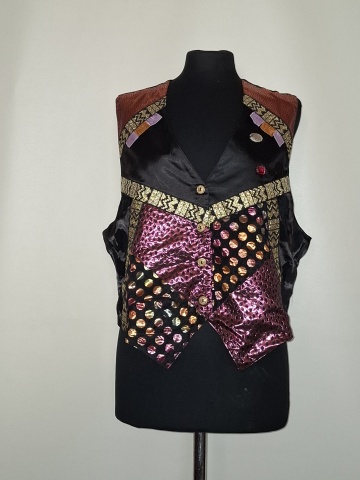 Vestă retro aplicații metalizate și lurex anii 80-90 - Img 1