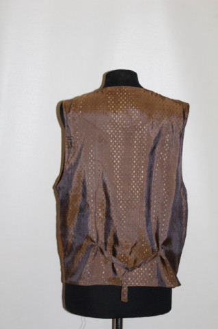 Vestă retro din piele întoarsă patchwork – anii ’80 - Img 3