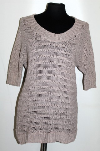 Bluză tricotată bej repro anii ’70 – tricot moale cu fir discret argintiu