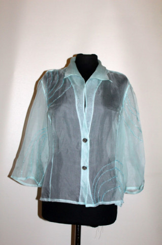 Bluză vintage din organza bleu anii 50