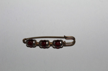 Broșă antique pentru lenjerie – Edwardian cca. 1900, metal și pastă de sticlă - Img 3