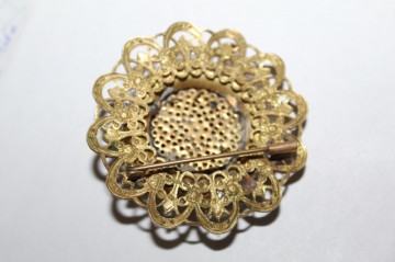 Broșă Victoriană cu floare stilizată – piesă antique cca. 1880 - Img 3