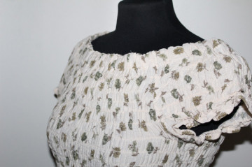 Bustieră vintage creponată cu print floral kaki – anii ’90 - Img 6
