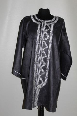 Caftan vintage gri din mătase naturală cu broderie – anii ’40 - Img 3
