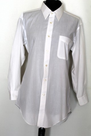 Cămașă bărbătească Balmain anii ’80 – poplin bumbac alb cu model geometric - Img 3