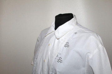 Cămașă broderie spartă Esprit din poplin alb – vintage - Img 4
