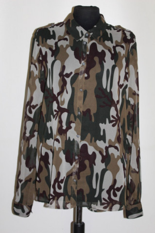 Cămașă chiffon cu print camuflaj – retro safari