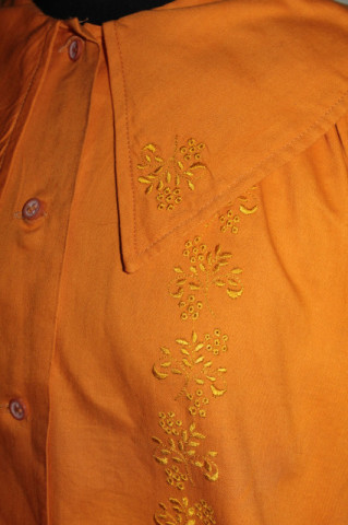 Cămașă portocalie cu broderie florală – vintage anii ’70 - Img 5