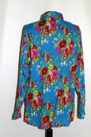 Camasa retro print floral pe fond turcoaz anii '90
