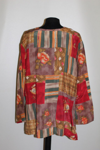 Cămașă retro print floral și geometric anii 80-90