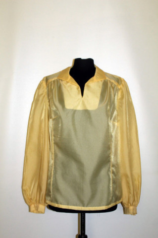Cămașă vintage din organza galbenă cu inflexiuni aurii – anii ’70‑’80