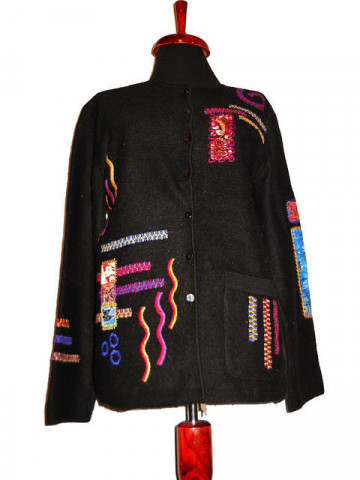 Cardigan vintage cu aplicatii patchwork anii '70