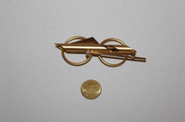 Clips de eșarfă auriu cu cristal – accesoriu retro anii ’80 - Img 2