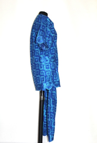 Costum etnic albastru imperial – stil indian, set tunică și pantaloni - Img 3