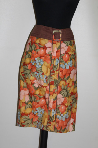 Fustă Falla Collection cu print floral și fructe – retro repro anii ’80