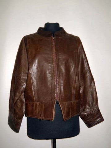 Jacheta retro maro din piele naturala anii '80
