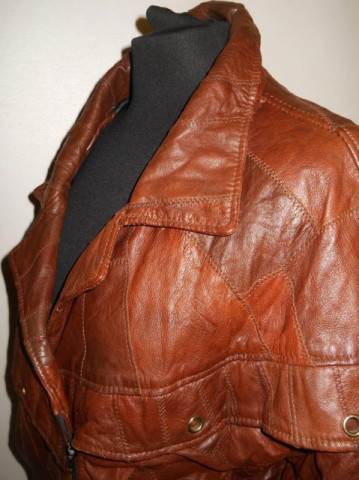 Jacheta retro patchwork piele maro anii '80