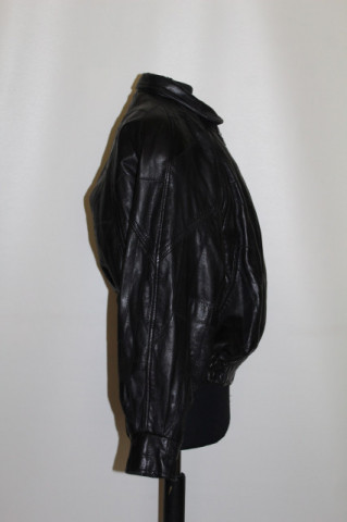 Jachetă vintage patchwork din piele naturală anii ’80 – bomber rock statement - Img 2
