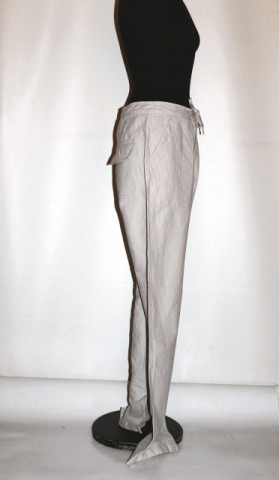 Pantaloni grej cu dungi verticale – retro repro anii ’80 - Img 2