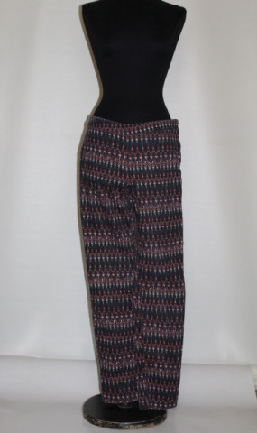 Pantaloni print geometric bleumarin și vișiniu – retro repro anii ’60
