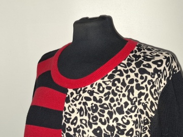 Pulover dungi și animal print, Micha, tricot bumbac - Img 4