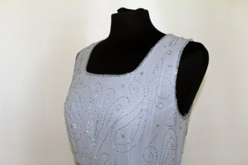 Rochie de ocazie bleu broderie margele anii '80
