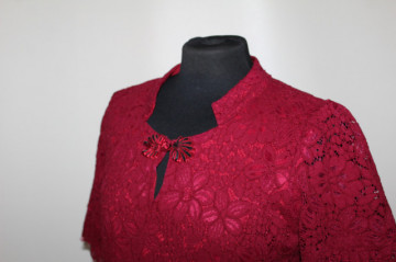 Rochie de ocazie din dantelă vișinie – retro repro anii ’50 - Img 5