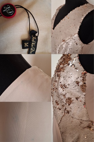 Rochie de ocazie Iza van Dee, bej cu paiete reversibile - Img 8