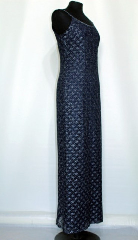 Rochie de seara vintage bleumarin cu lame anii '70
