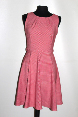 Rochie pied de poule roșu și alb – repro anii ’60