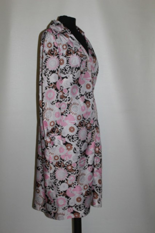 Rochie print floral roz si maro anii '60
