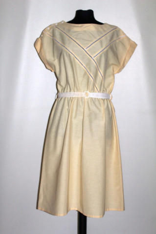 Rochie retro „Lady Anne Fashion” – galben vanilie și broderie ’80