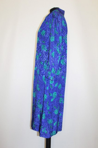 Rochie retro flori verzi pe fond albastru anii '80