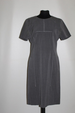 Rochie retro Miss Coccapani repro anii ’60 – gri elegant cu cusături ornamentale