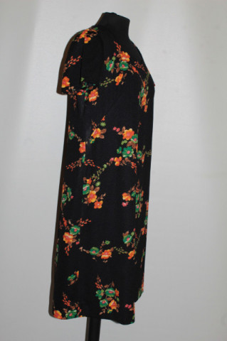 Rochie vintage – print floral portocaliu și verde, anii ’60‑’70 - Img 4