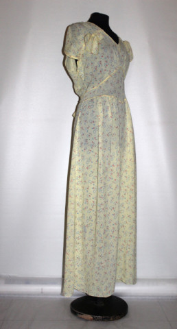 Rochie vintage anii ’30 cu motive vegetale pe fond galben - Img 4