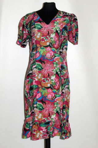Rochie vintage anii ’60 cu print crizanteme