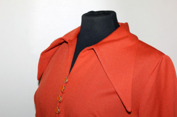 Rochie vintage cărămizie cu centură – anii ’70 - Img 5