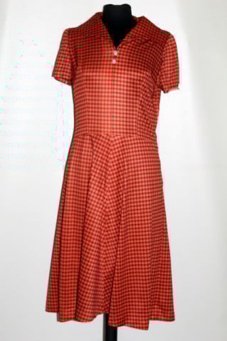 Rochie vintage carouri corai anii 70