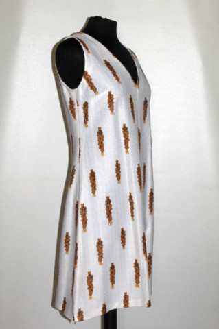 Rochie vintage cu print abstract maro și lame – anii ’60 - Img 4