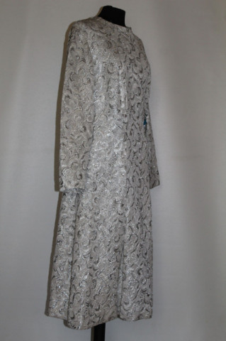 Rochie vintage de ocazie din brocart argintiu – anii ’60 - Img 3