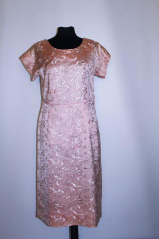 Rochie vintage de ocazie din brocart roz anii '50