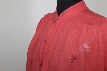 Rochie vintage din mătase naturală cărămizie cu flori – anii ’70 - Img 6