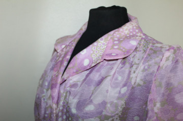 Rochie vintage lila din organdi cu print floral – anii ’50 - Img 6