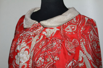 Rochie vintage paisley roșie din mătase artificială – anii ’60 - Img 5