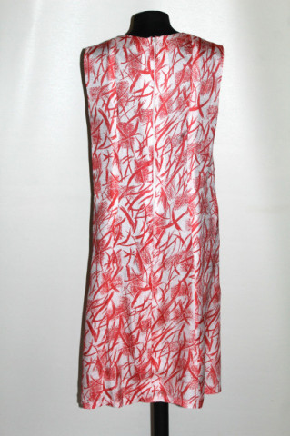 Rochie vintage print abstract corai pe alb – anii ’70 - Img 2