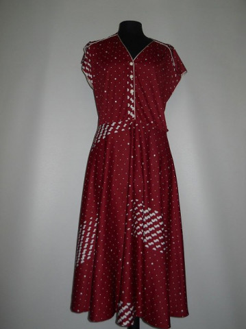 Rochie vintage print geometric alb anii '70